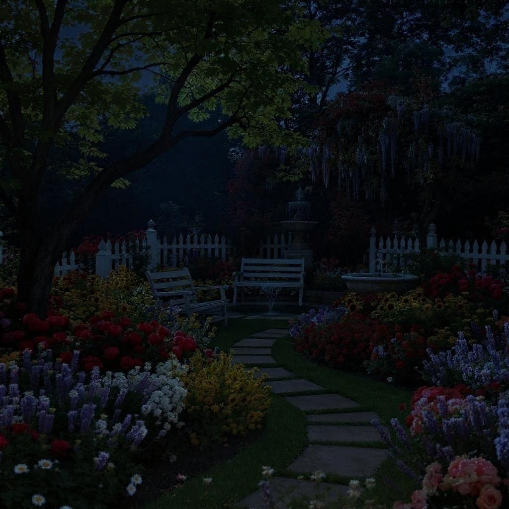 Garden at night